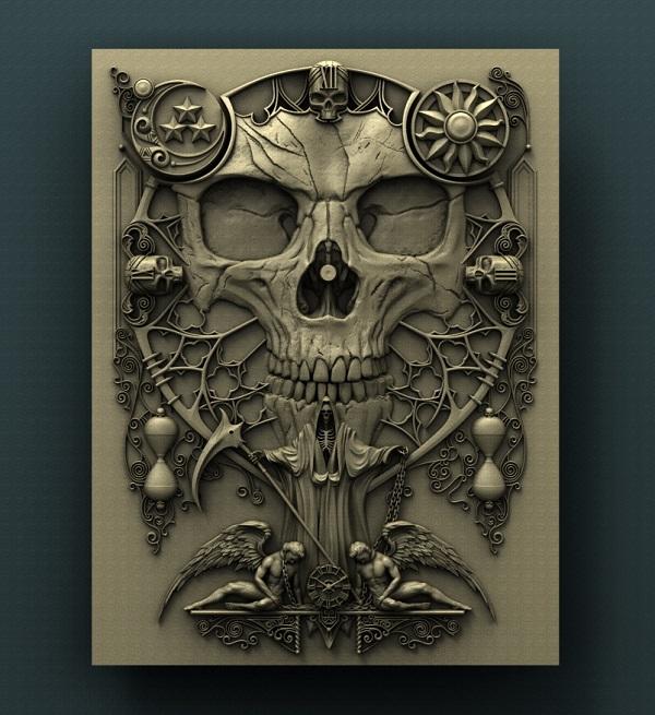 SKULL CLOCK 3D STL 3DWave