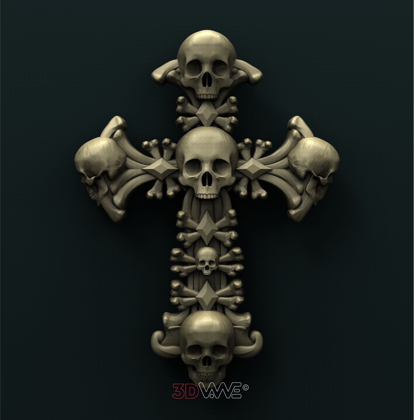 SKULL CROSS 3D STL 3DWave