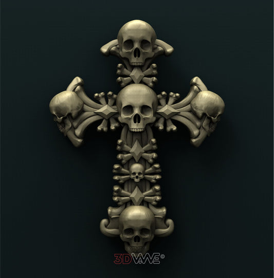 SKULL CROSS 3D STL 3DWave