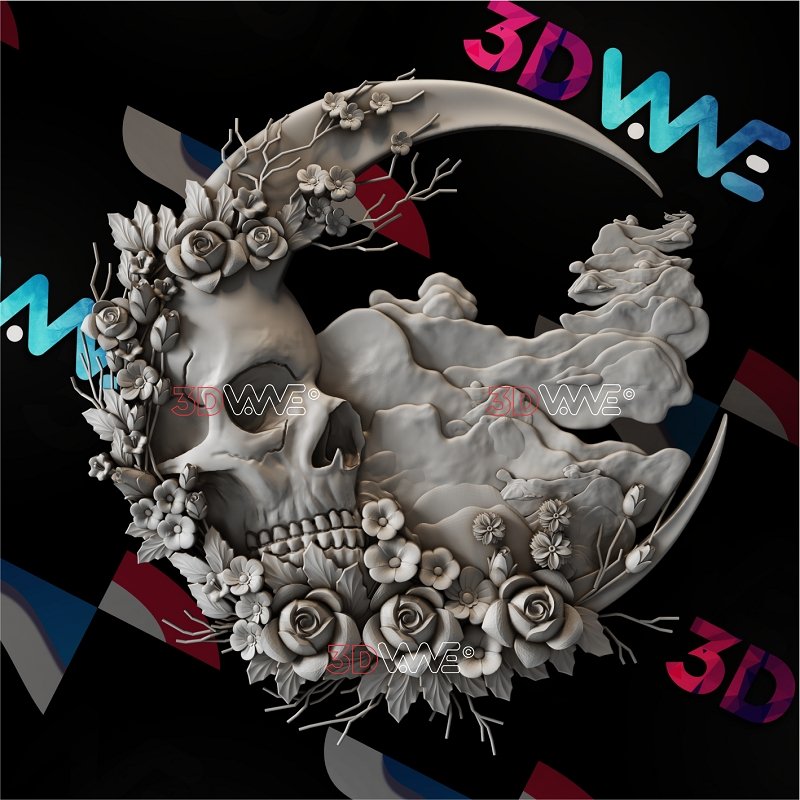 SKULL MOON 3d stl - 3DWave.us