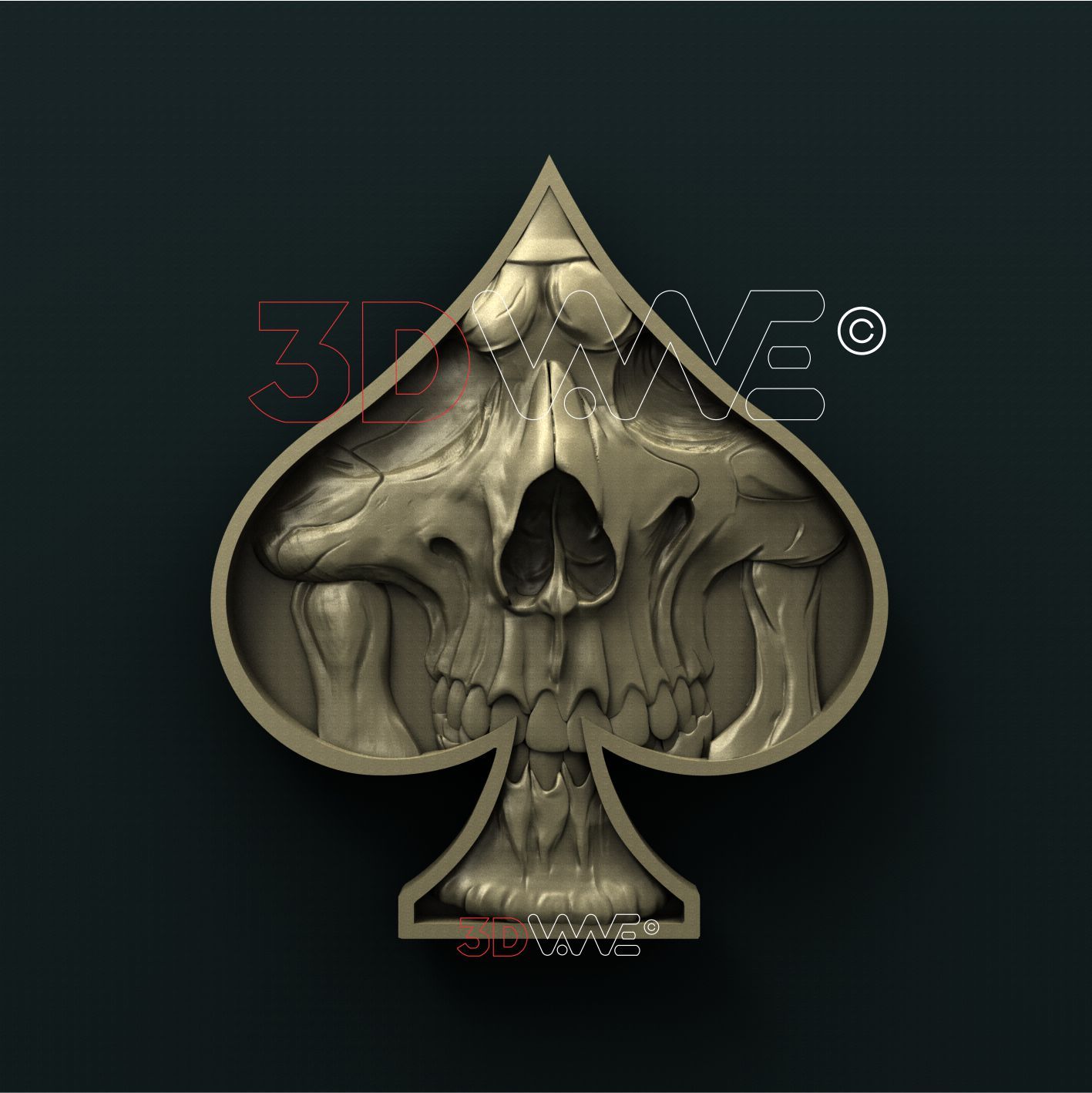 SKULL OF SPADES 3D STL 3DWave