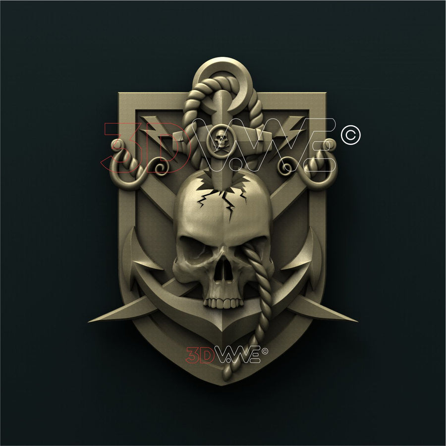 SKULL ON ANCHOR 3d stl 3DWave