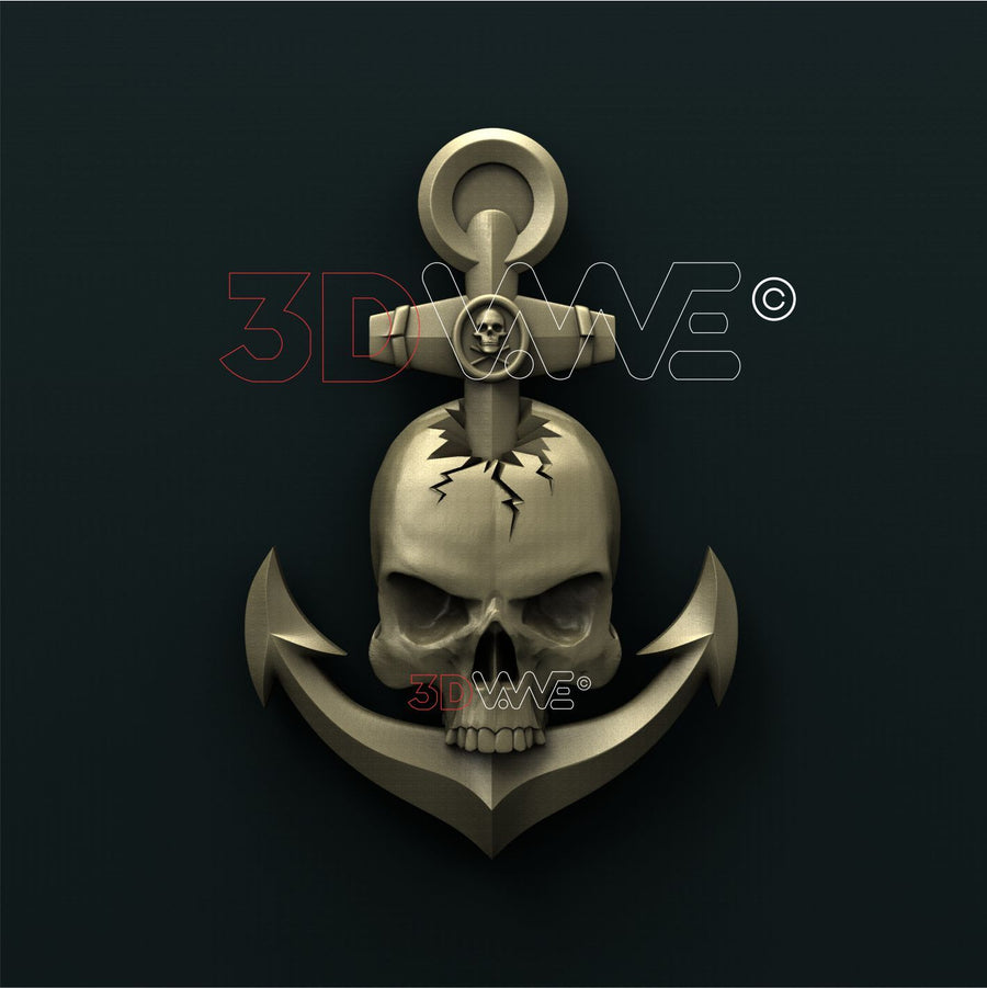 SKULL ON ANCHOR 3d stl 3DWave