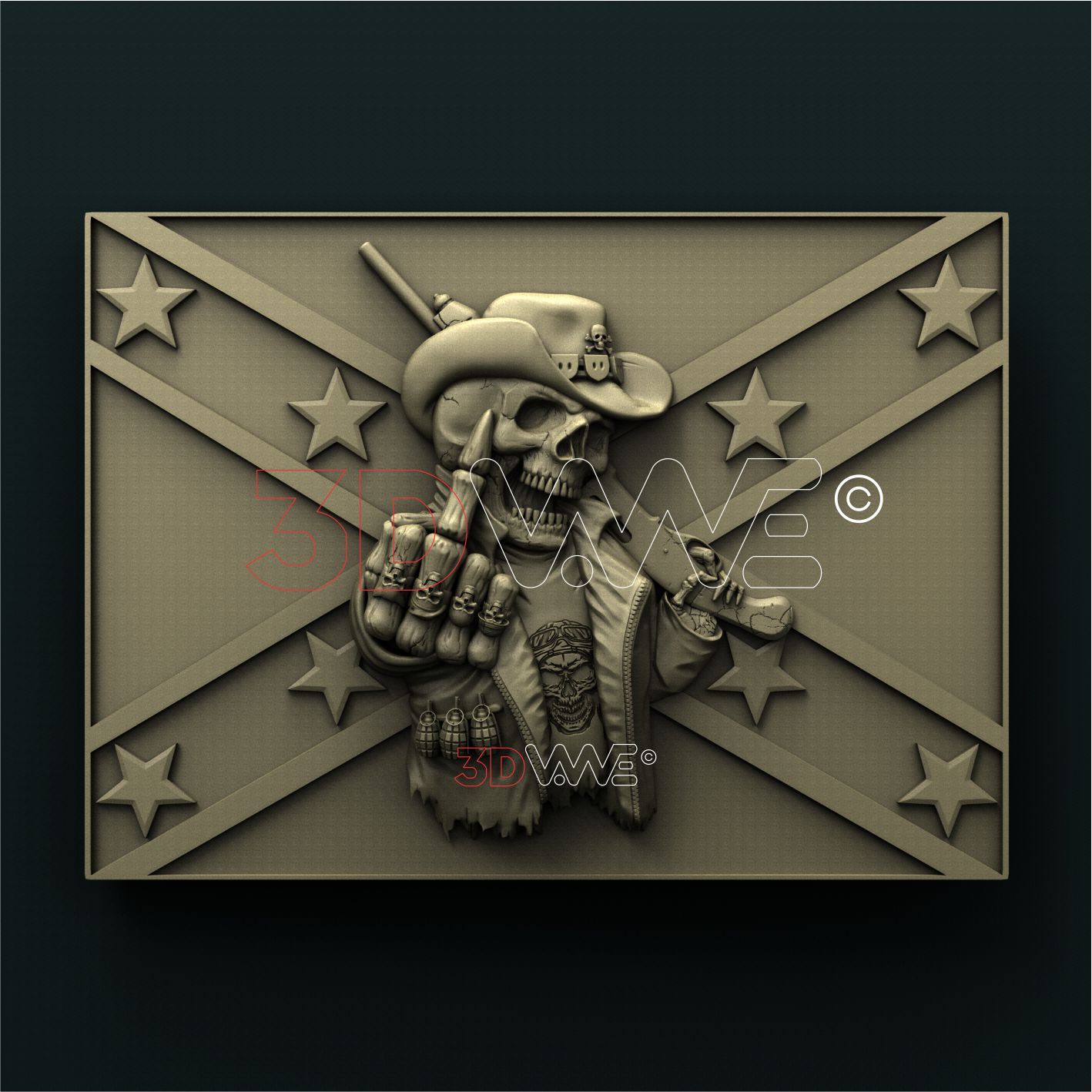 SKULL ON FLAG 3D STL 3DWave