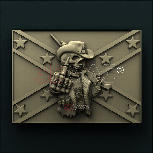 SKULL ON FLAG 3D STL 3DWave
