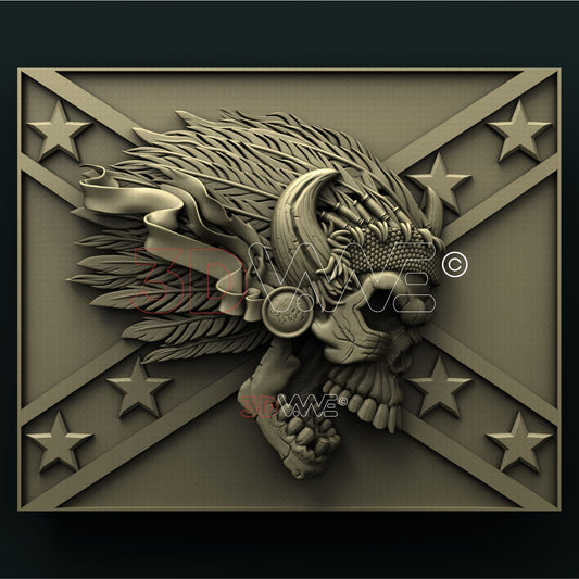 SKULL ON THE FLAG 3D STL 3DWave