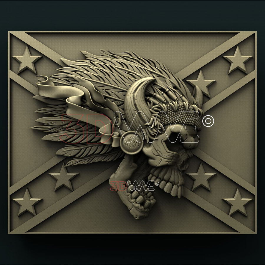 SKULL ON THE FLAG 3D STL 3DWave