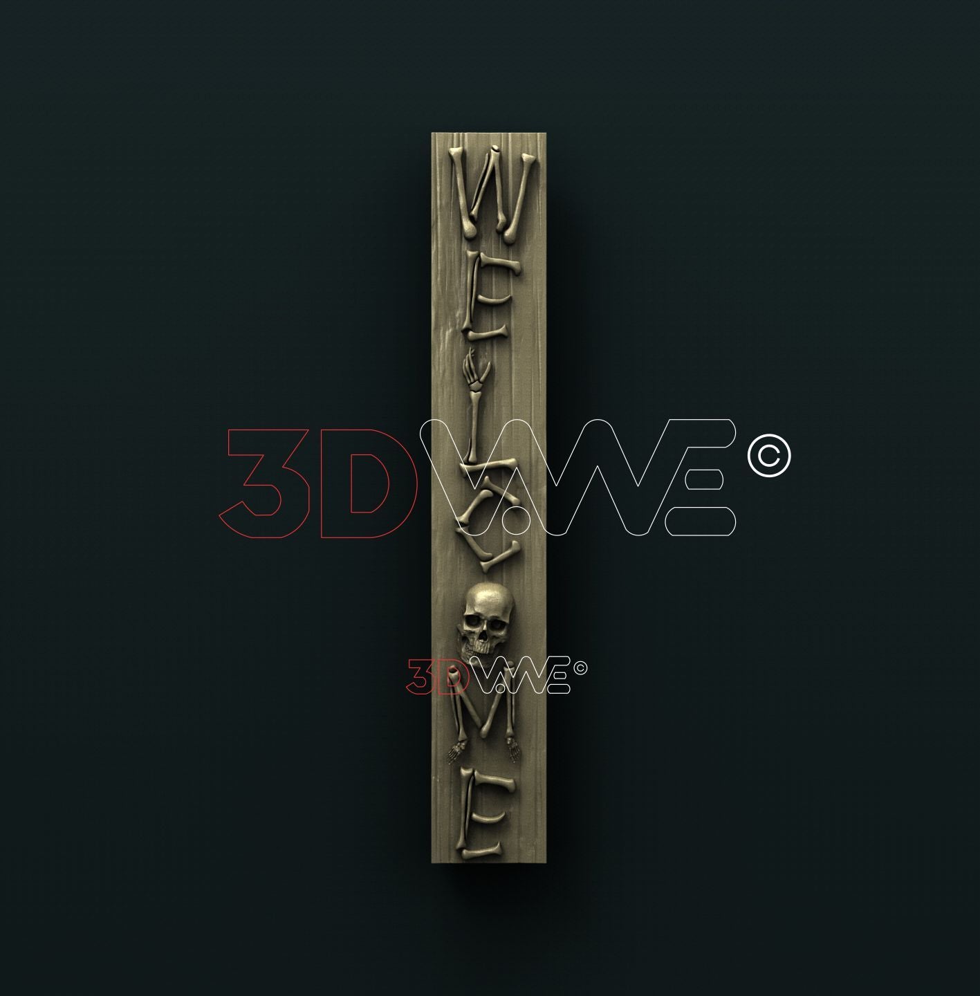 SKULL WELCOME SIGN 3D STL 3DWave
