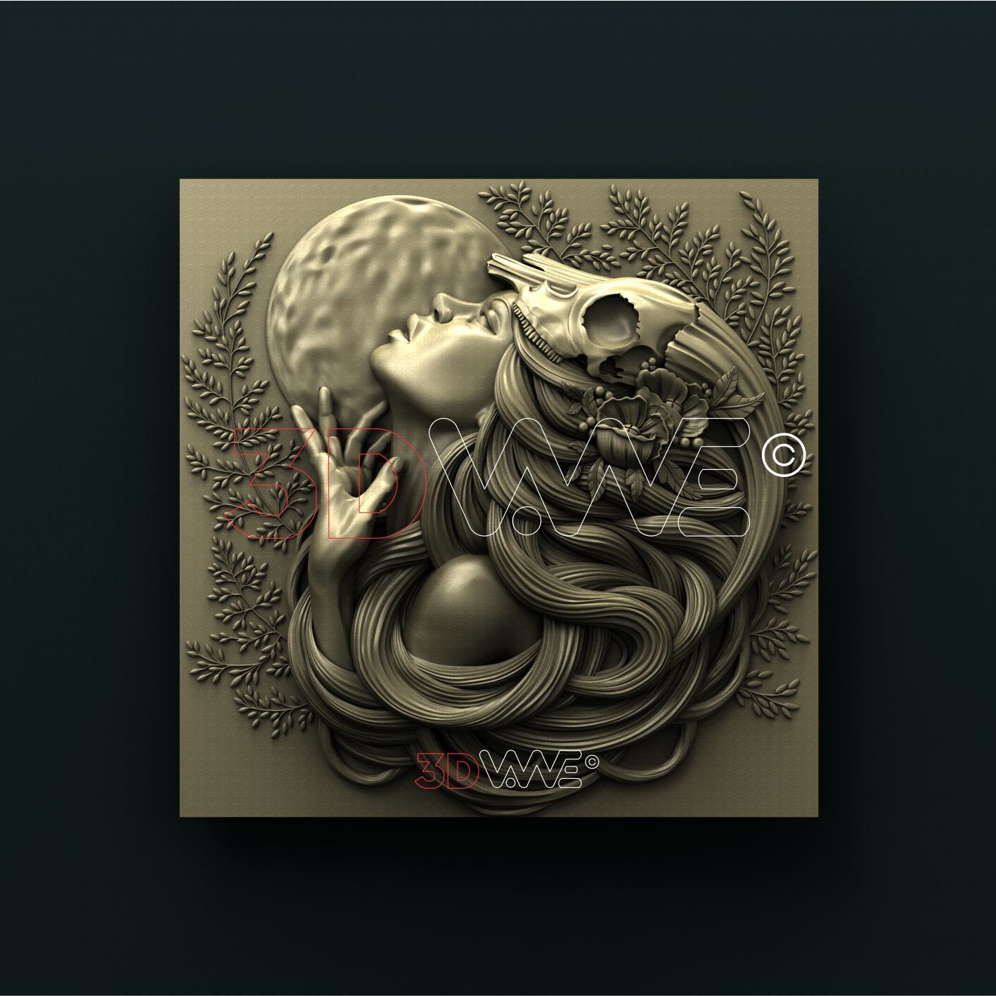 SKULL WOMAN 3D STL 3DWave