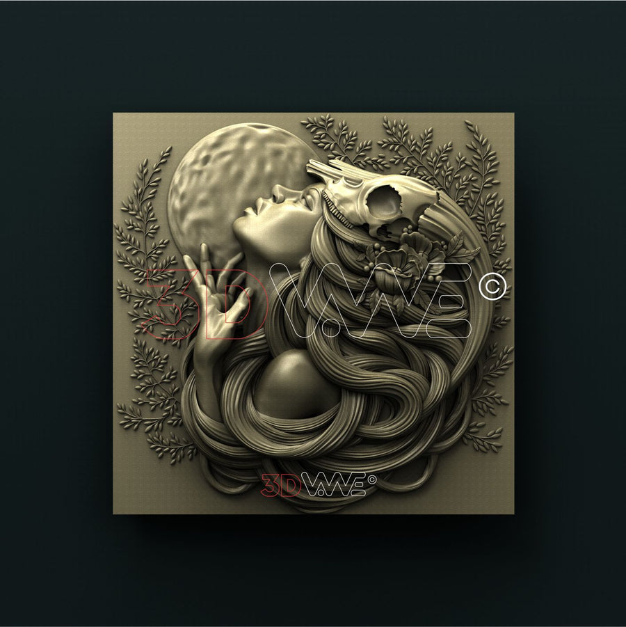 SKULL WOMAN 3D STL 3DWave