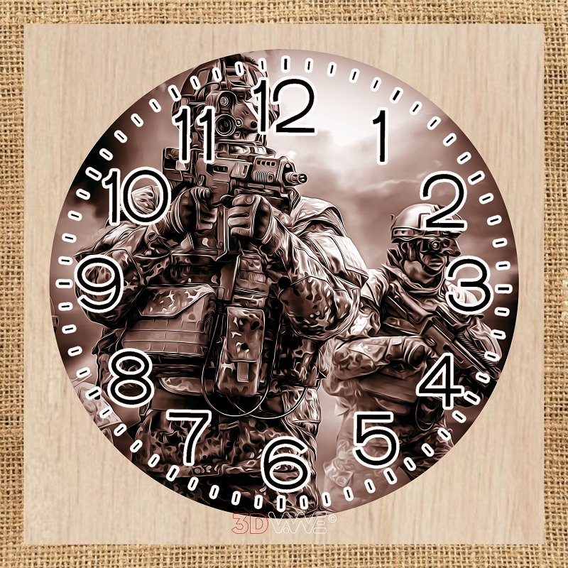 SOLDIERS CLOCK pyroprinter & laser-ready file 3DWave.us