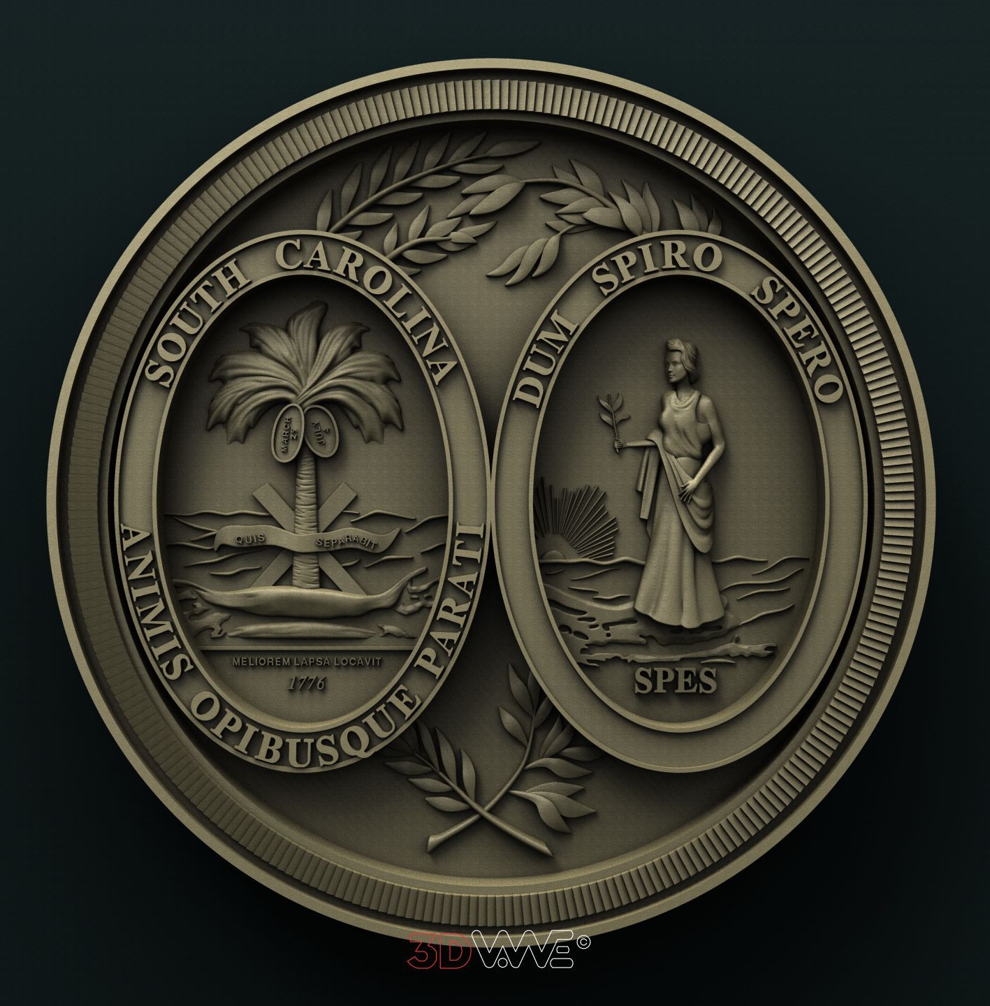 SOUTH CAROLINA STATE SEAL 3D STL 3DWave