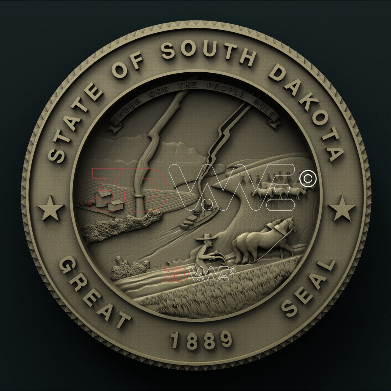 SOUTH DAKOTA STATE SEAL 3D STL 3DWave
