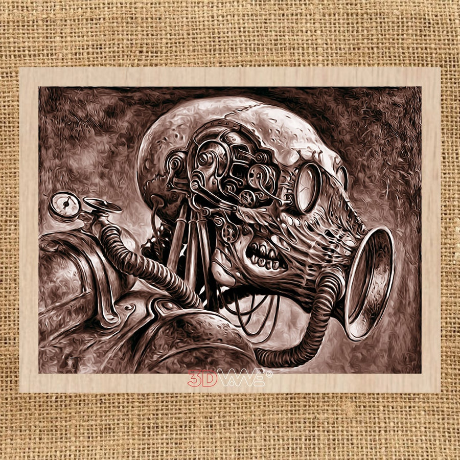 STEAMPUNK SKULL pyroprinter & laser-ready file 3DWave.us