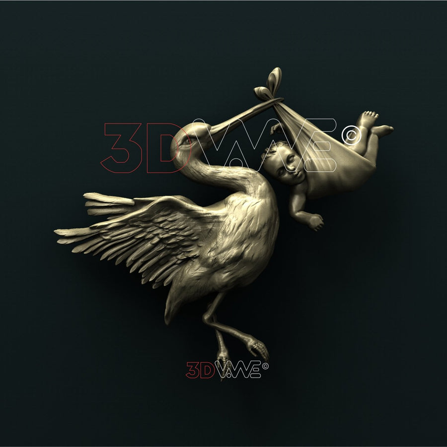 STORK WITH BABY 3D STL 3DWave