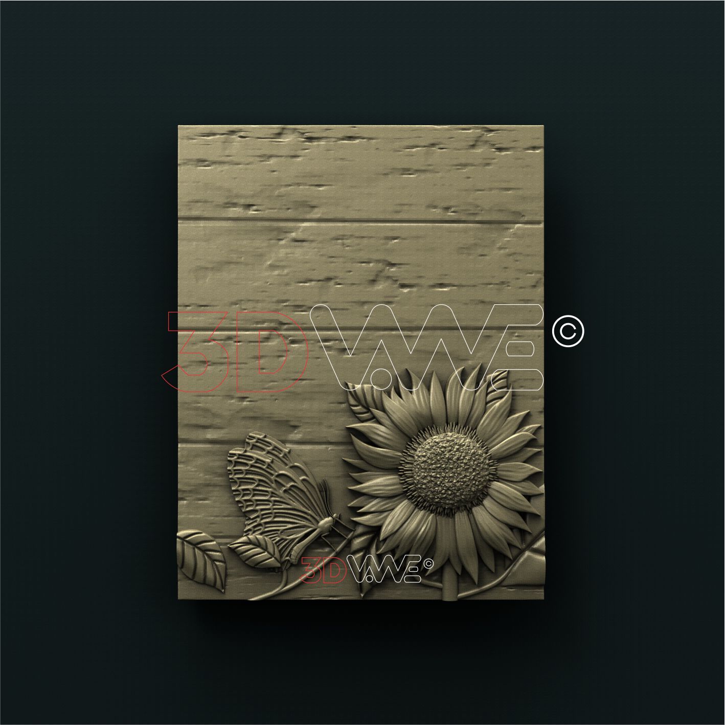SUNFLOWER AND BUTTERFLY SIGN 3D STL 3DWave
