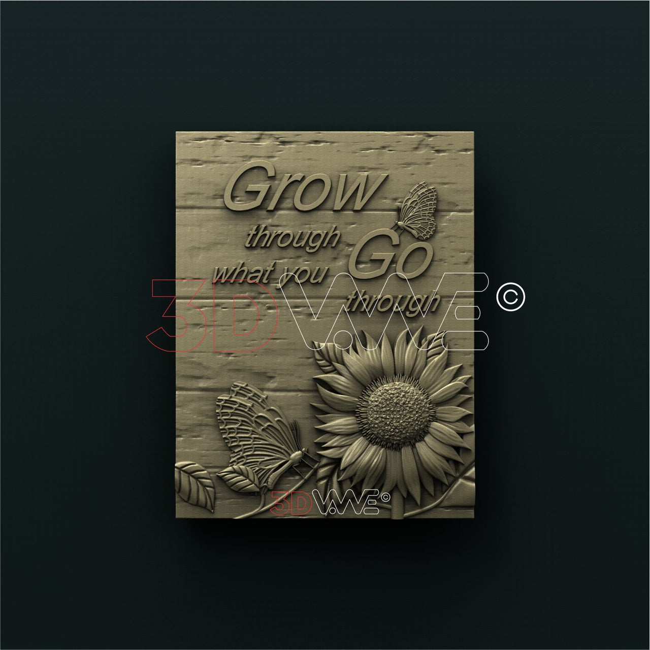SUNFLOWER AND BUTTERFLY SIGN 3D STL 3DWave