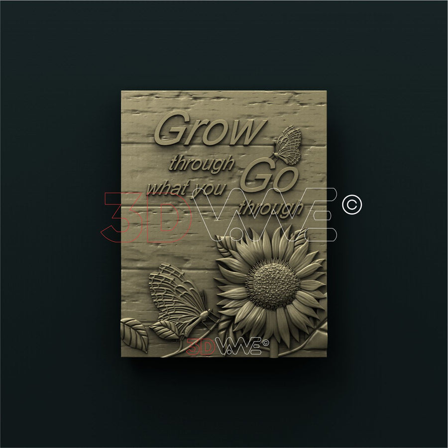 SUNFLOWER AND BUTTERFLY SIGN 3D STL 3DWave