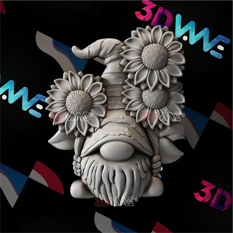 SUNFLOWER GNOME 3d stl 3DWave.us
