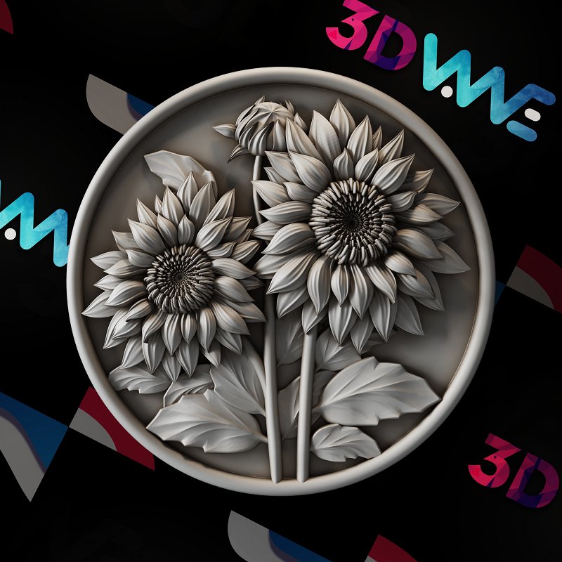 SUNFLOWERS 3D STL - 3DWave.us