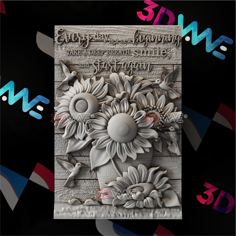 SUNFLOWERS SIGN 3d stl 3DWave.us