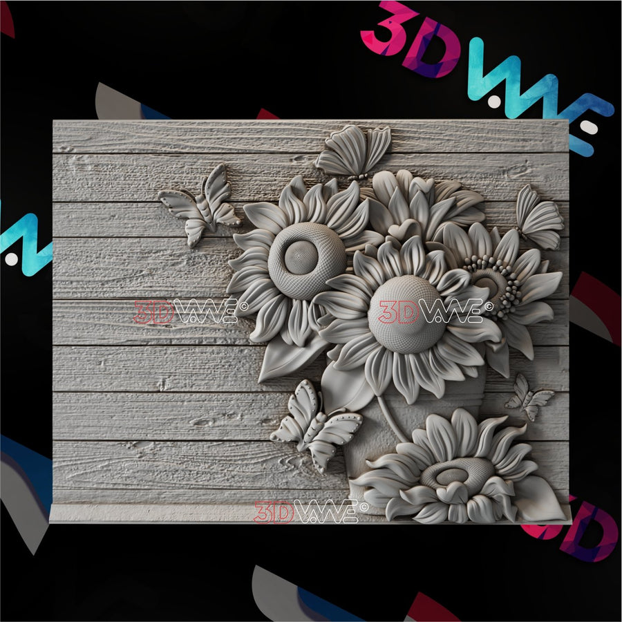 SUNFLOWERS SIGN 3d stl 3DWave.us