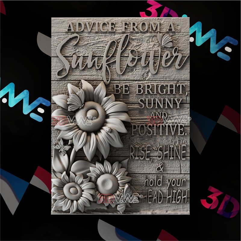 SUNFLOWERS SIGN 3d stl 3DWave.us