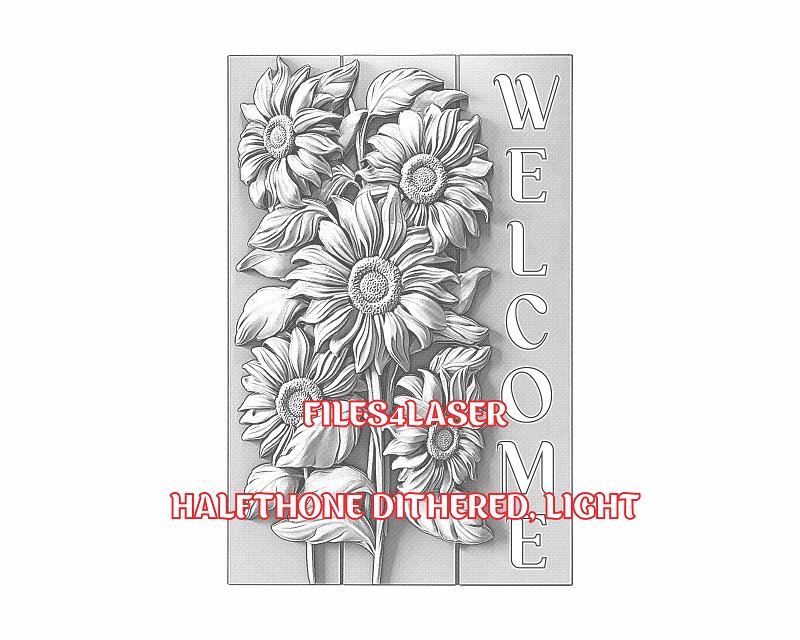 Sunflowers welcome sign 3d illusion & laser-ready files - 3DWave.us