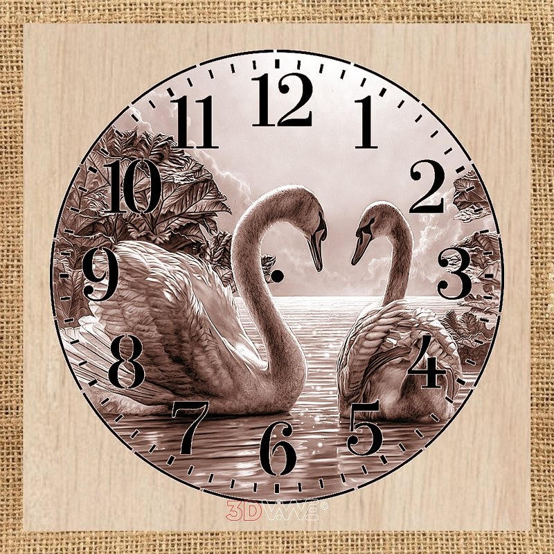 SWANS CLOCK pyroprinter & laser-ready file 3DWave.us