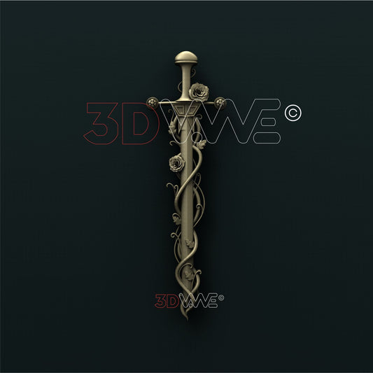 SWORD WITH FLOWERS 3d stl 3DWave