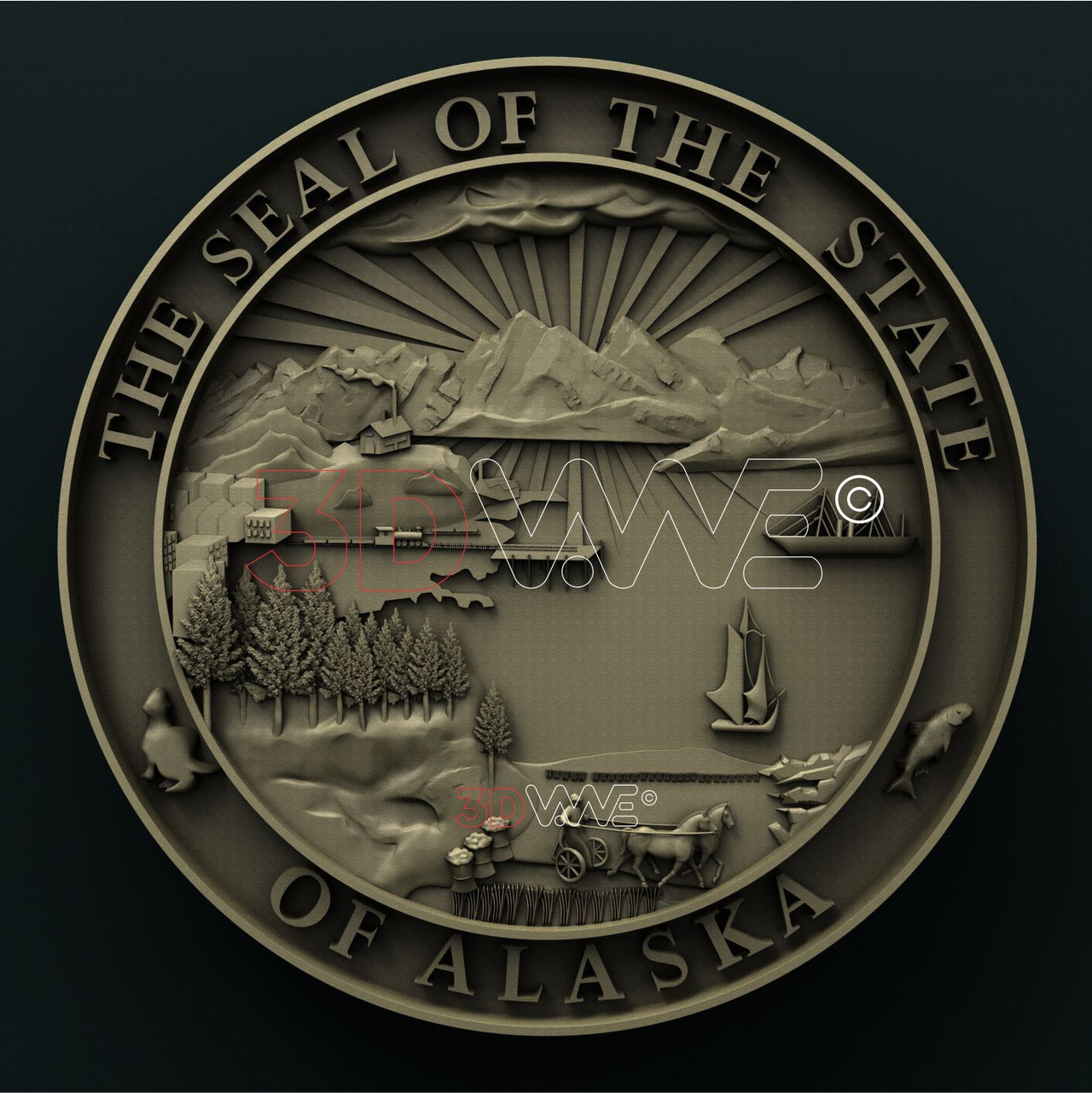 THE SEAL OF THE STATE OF ALASKA 3D STL 3DWave