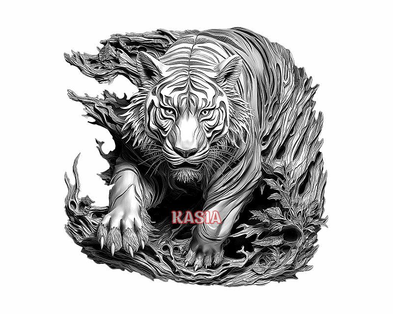 Tiger 3d illusion & laser-ready file - 3DWave.us