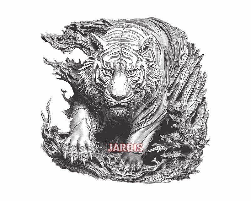 Tiger 3d illusion & laser-ready file - 3DWave.us