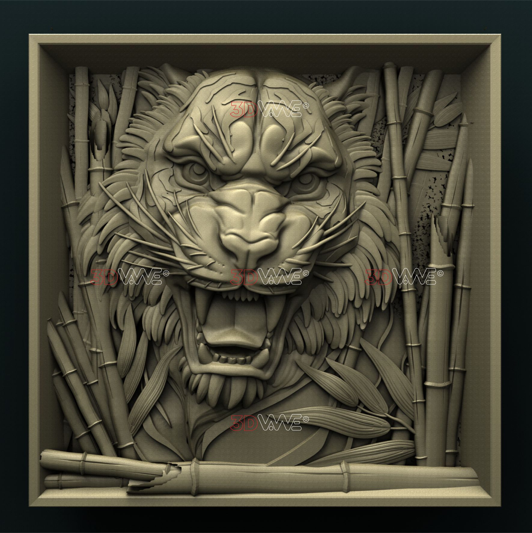 3D file Tiger head STL file 3d model - relief for CNC router or 3D