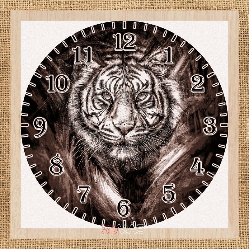 TIGER CLOCK pyroprinter and laser-ready file 3DWave.us