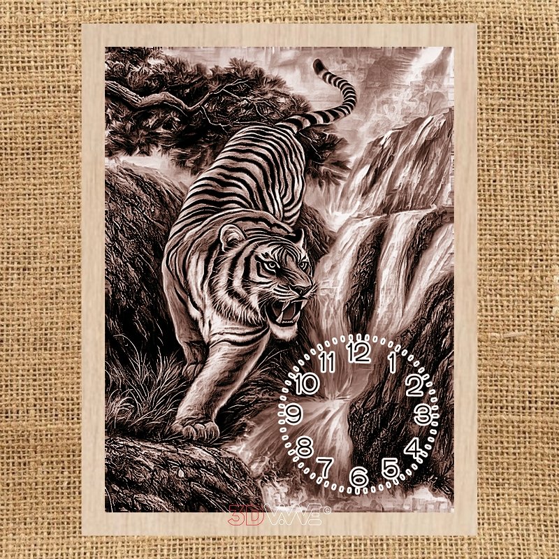 TIGER CLOCK pyroprinter & laser-ready file 3DWave.us