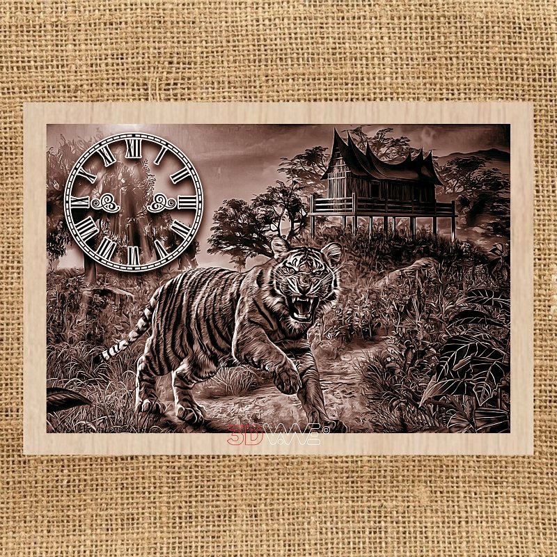 TIGER CLOCK pyroprinter & laser-ready file 3DWave.us