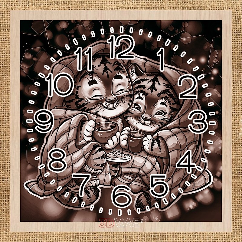 TIGERS CLOCK pyroprinter & laser-ready file 3DWave.us