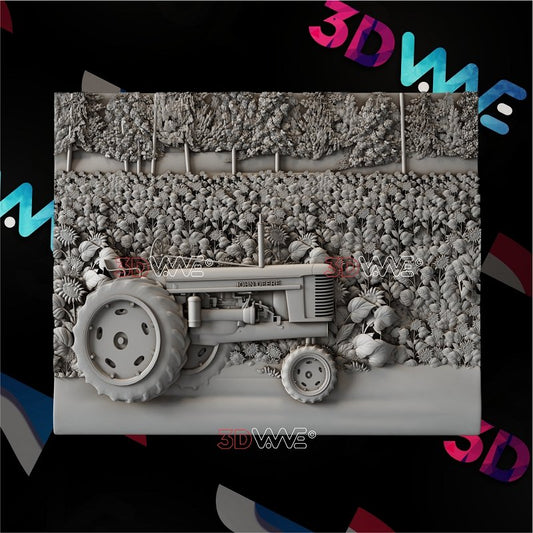 TRACTOR IN SUNFLOWER 3d stl 3DWave.us