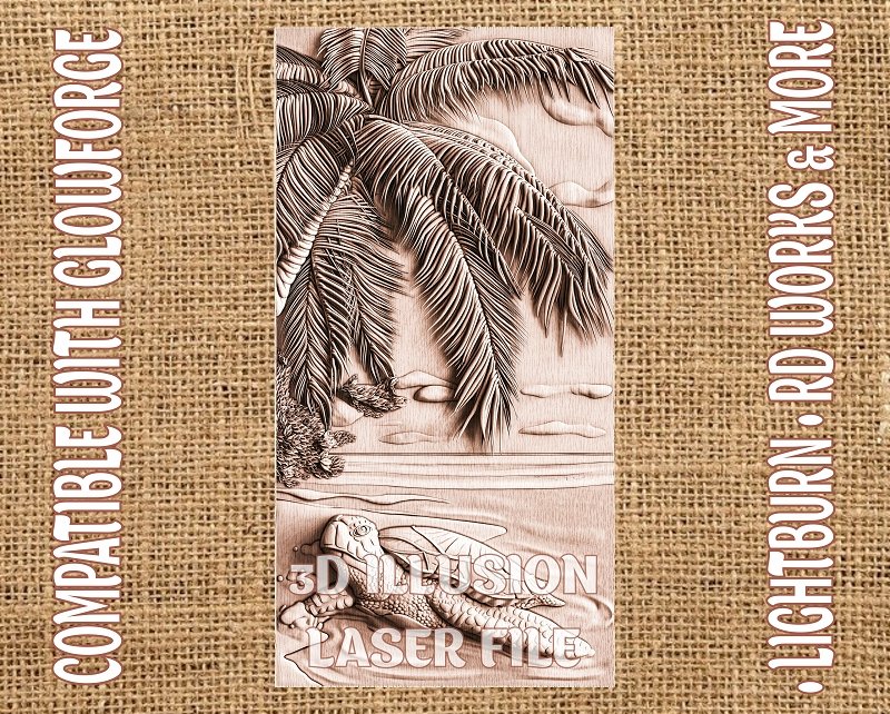 Turtle 3d illusion & laser-ready files 3DWave.us