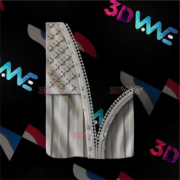 UNZIPPED AMERICAN FLAG 3d stl 3DWave.us