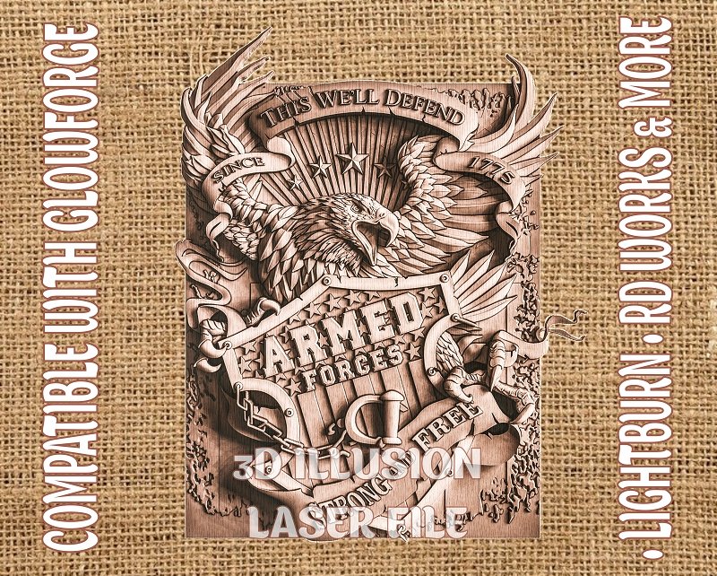 US Armed Forces 3d illusion & laser-ready file 3DWave.us