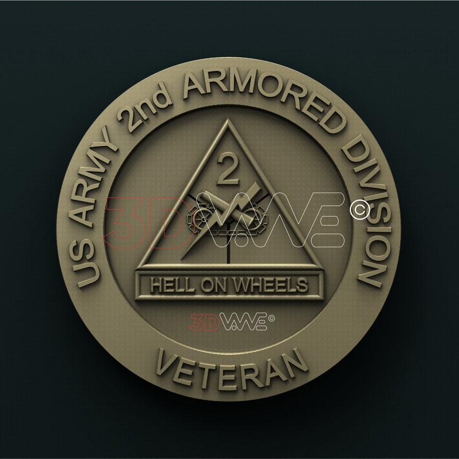 US ARMY, 2nd ARMORED DIVISION VETERAN 3D STL 3DWave
