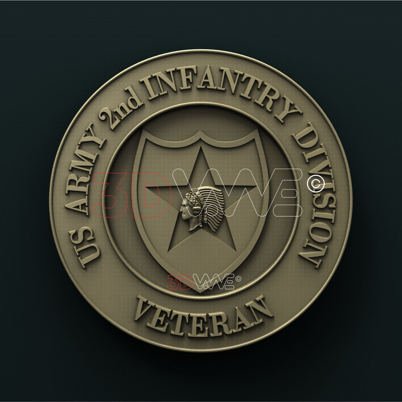 US ARMY, 2nd INFANTRY DIVISION VETERAN 3D STL 3DWave