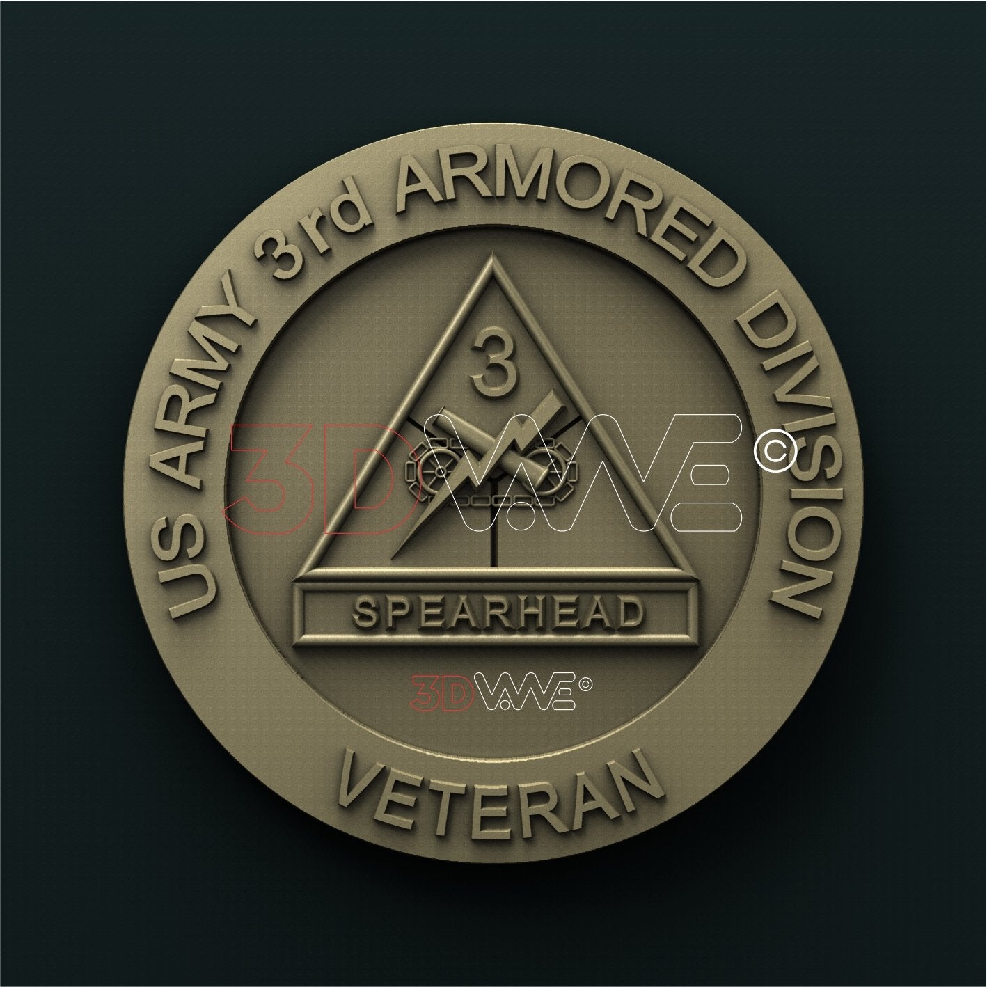 US ARMY, 3rd ARMORED DIVISION VETERAN 3D STL 3DWave