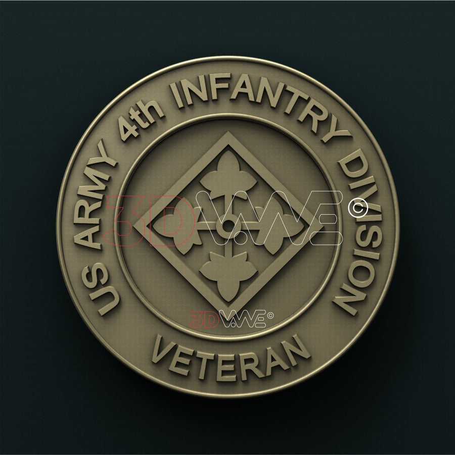 US ARMY, 4th INFANTRY DIVISION VETERAN 3D STL 3DWave