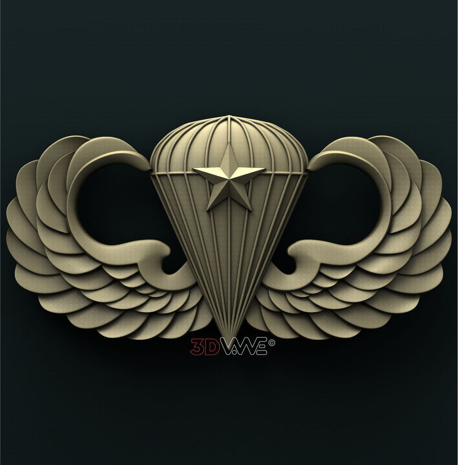 US ARMY BASIC COMBAT PARACHUTE 1st AWARD BADGE 3D STL 3DWave