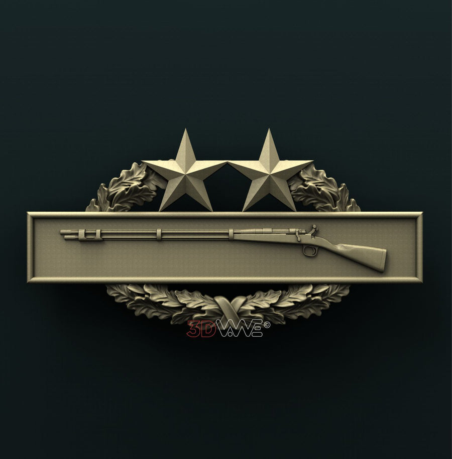 US ARMY COMBAT INFANTRY 3rd AWARD BADGE 3D STL 3DWave