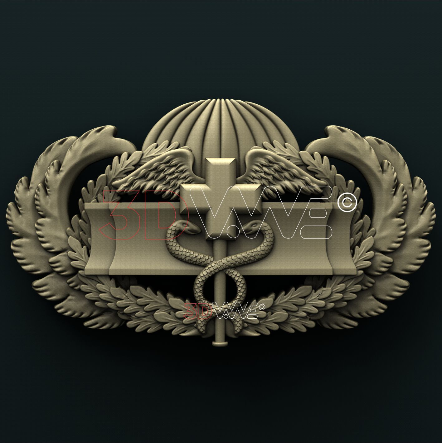 US ARMY COMBAT MEDICAL FIRST AWARD BADGE 3D STL 3DWave