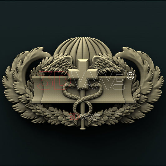 US ARMY COMBAT MEDICAL FIRST AWARD BADGE 3D STL 3DWave